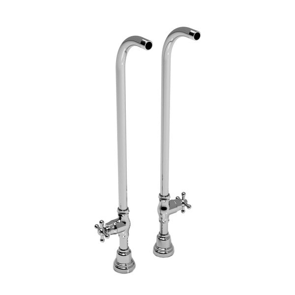 Two chrome kitchen faucets with tall, curved necks