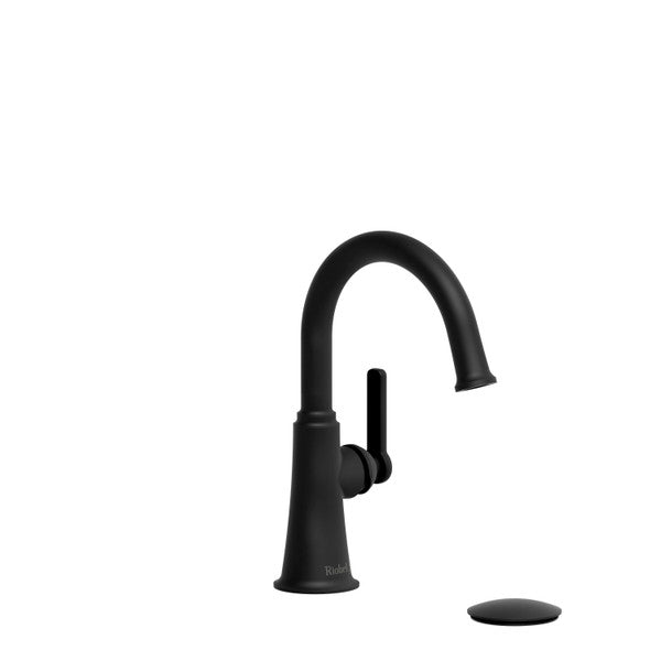 Sleek black kitchen faucet with a modern design