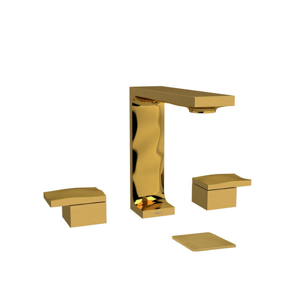 Modern gold bathroom faucet set with two handle controls