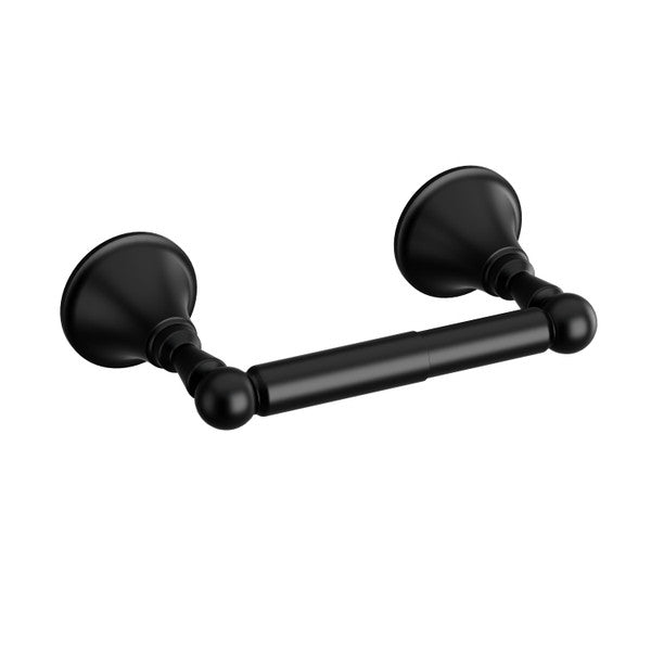 Black towel bar with round wall mounts