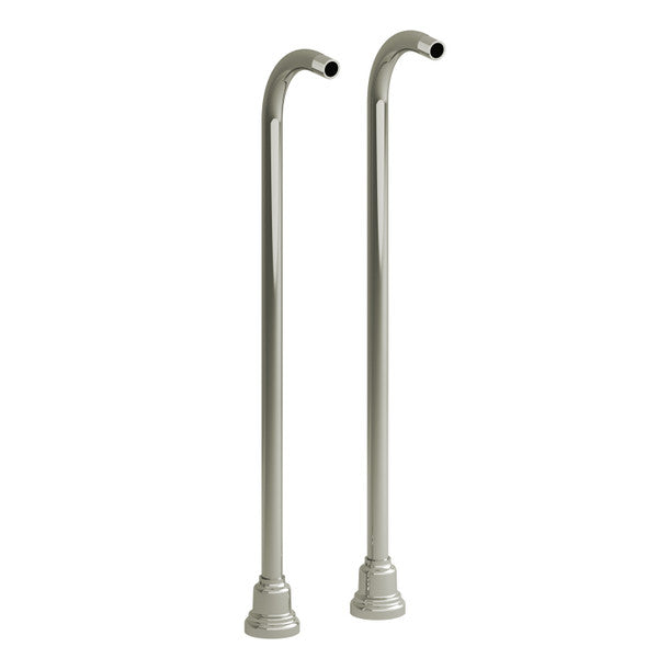 Two straight metal pipes with curved ends