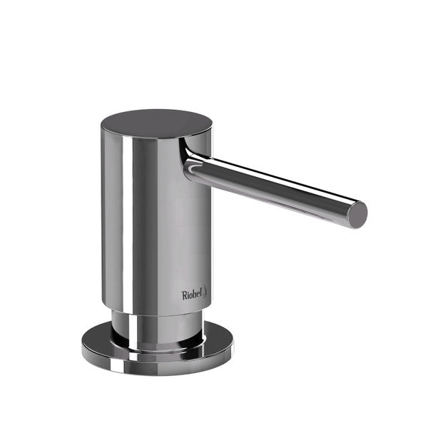 Modern chrome soap dispenser with a lever handle