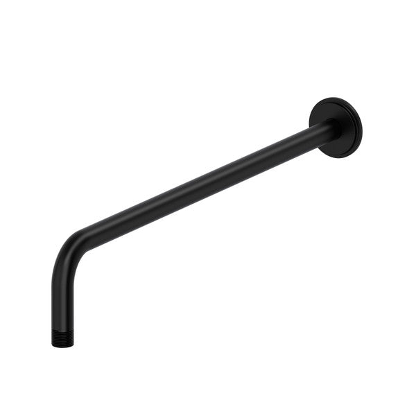 Black wall-mounted shower arm