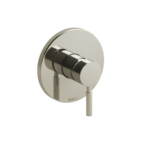 Modern round wall-mounted faucet control in polished finish