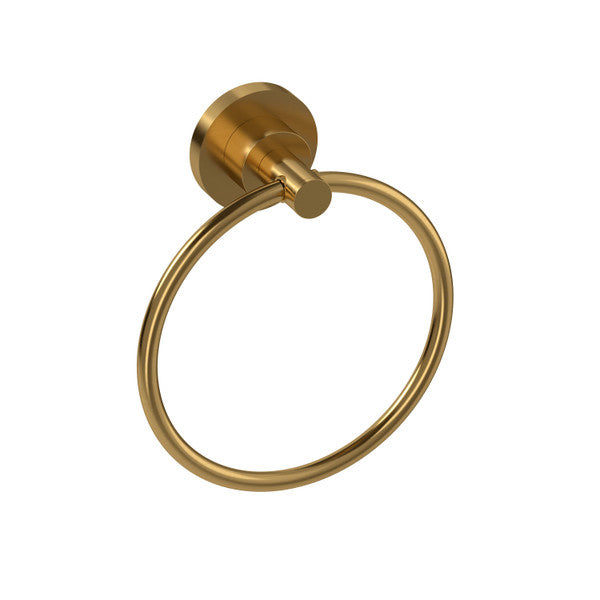 Gold towel ring mounted on a wall