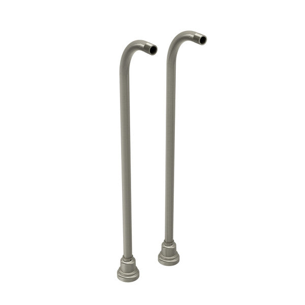 Two gray metal pipes with a curved shape.