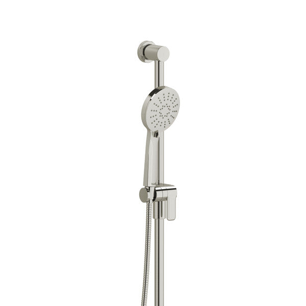 Modern adjustable handheld shower head with a chrome finish