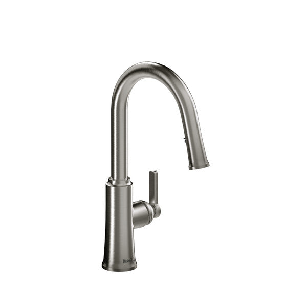 Modern stainless steel kitchen faucet with lever handle