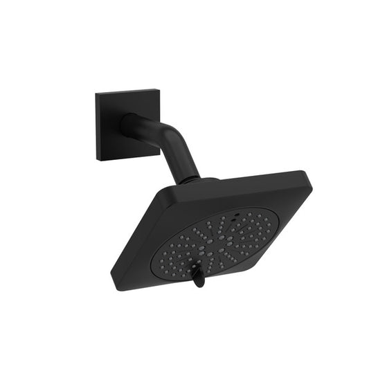 Black square shower head with wall mount