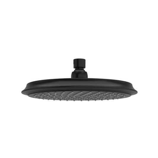 Black round rainfall shower head