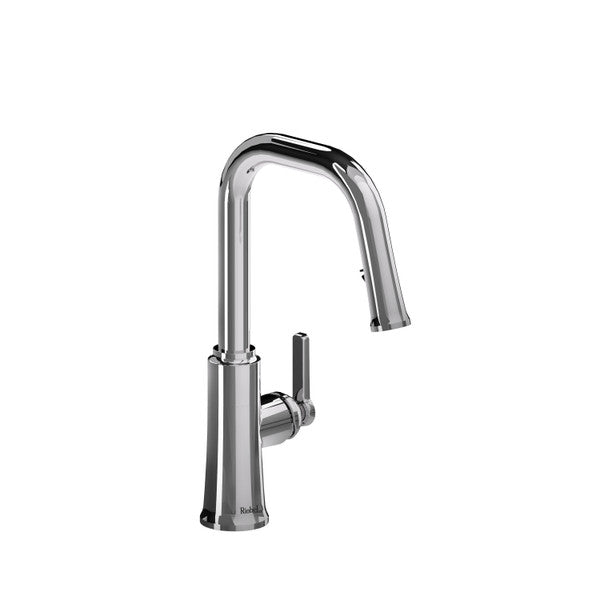 Modern chrome kitchen faucet with single handle