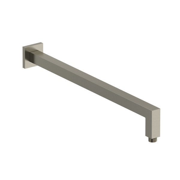 Wall-mounted square shower arm in brushed nickel finish