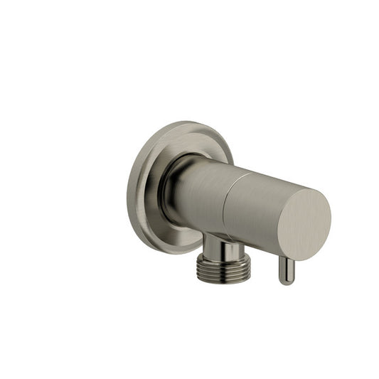 Stainless steel wall-mounted shower valve.