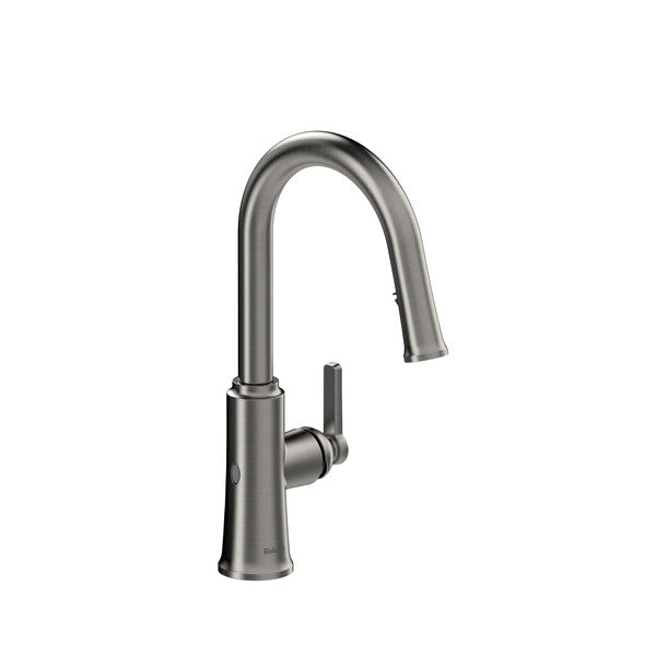 Stylish stainless steel kitchen faucet with high-arc spout