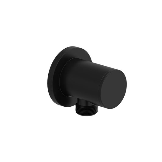 Black wall-mounted connector with a cylindrical design