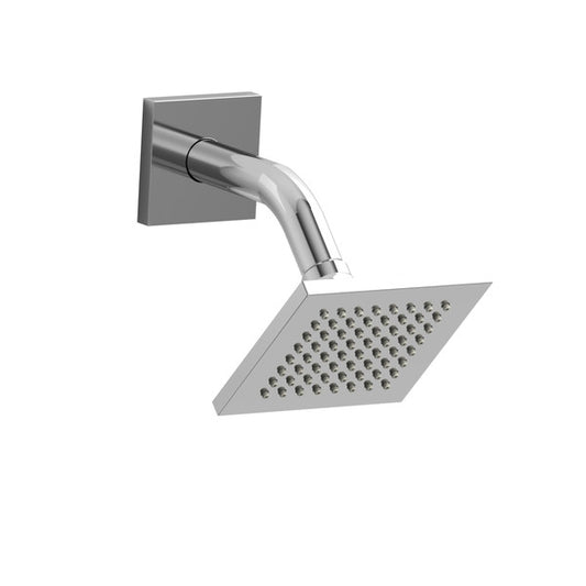 Square chrome shower head with angled arm